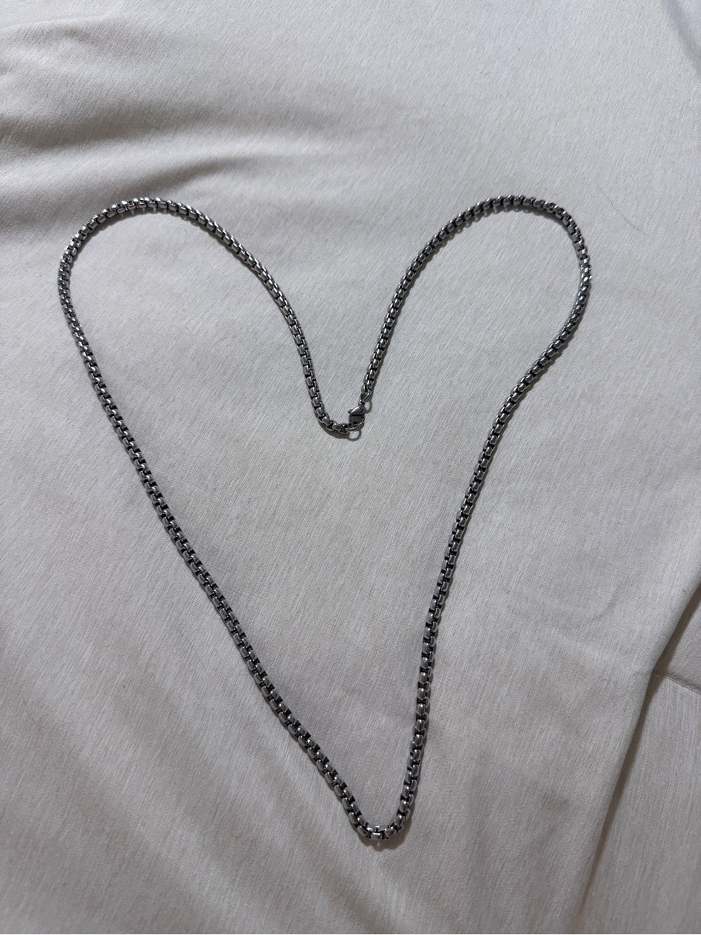 Classic Men's Stainless Steel Box Chain Necklace - Silver